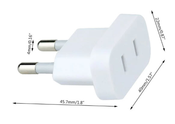 Reis stekker - USA to EU travel adaptor - White