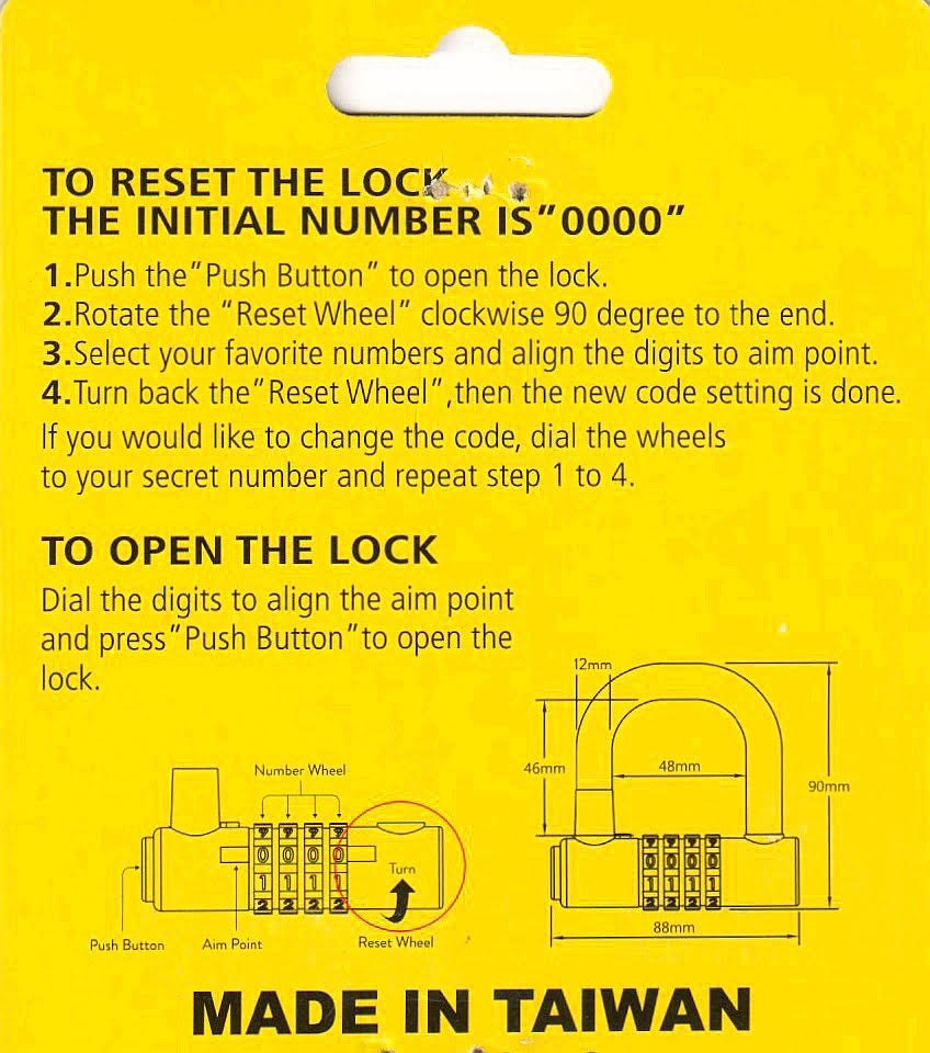 Re-Settable Combination Padlock - RED